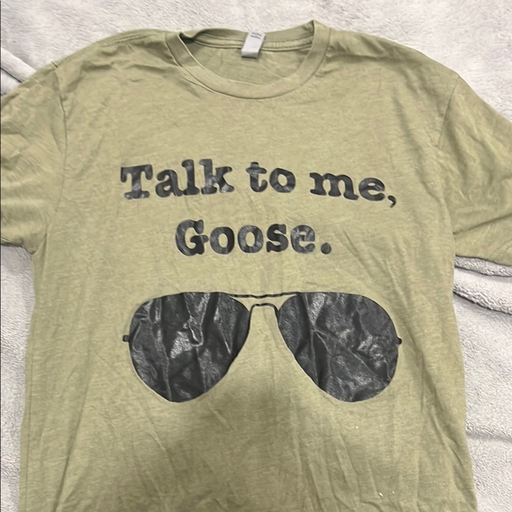 Graphic Tee with Sunglasses Print - Olive Green